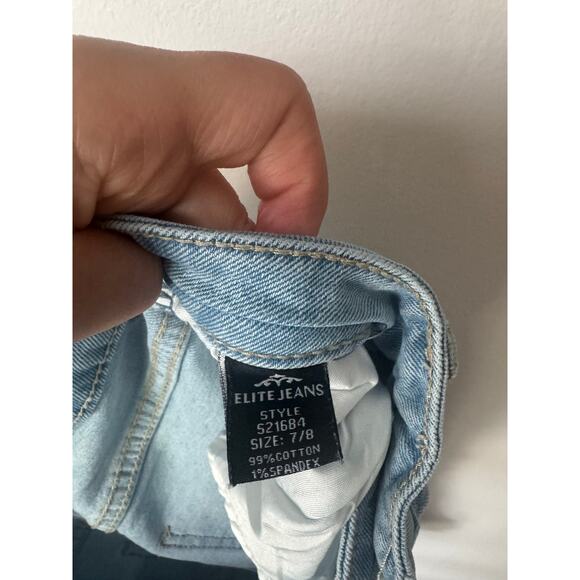 Distressed High Waist 
Elite Jeans Juniors Denim Shorts - Picture 3 of 4